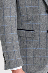 Harris - Harmaa tweed-kuvioinen kalanruotokuvioinen bleiseri miehille
