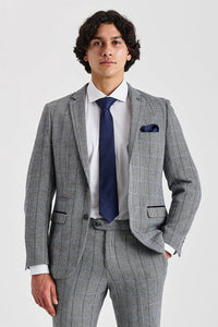 Harris - Harmaa tweed-kuvioinen kalanruotokuvioinen bleiseri miehille