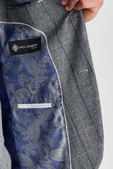 Harris - Harmaa tweed-kuvioinen kalanruotokuvioinen bleiseri miehille