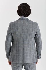 Harris - Harmaa tweed-kuvioinen kalanruotokuvioinen bleiseri miehille