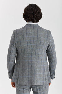 Harris - Harmaa tweed-kuvioinen kalanruotokuvioinen bleiseri miehille