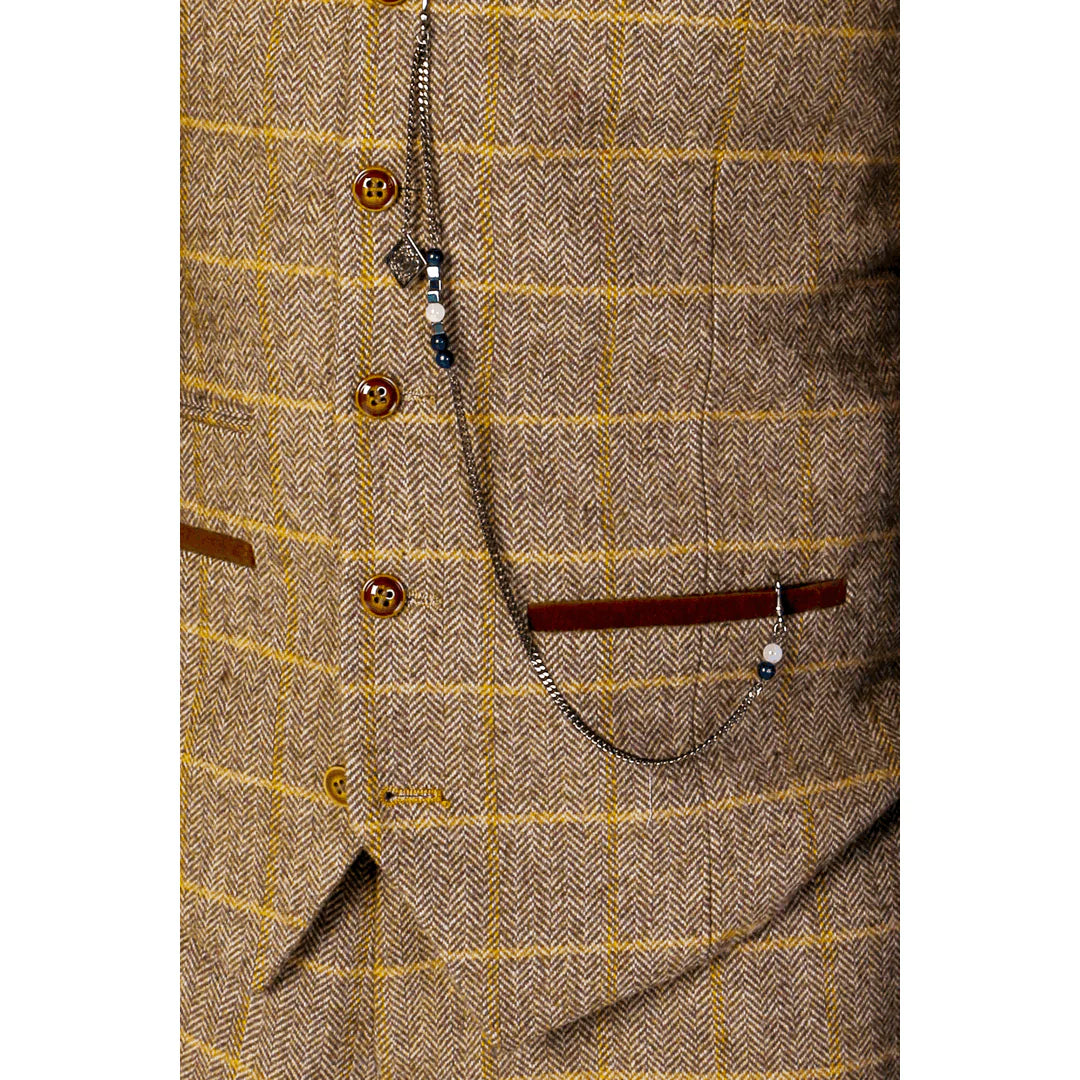 Harris - Miesten ruskea tweed-liivi