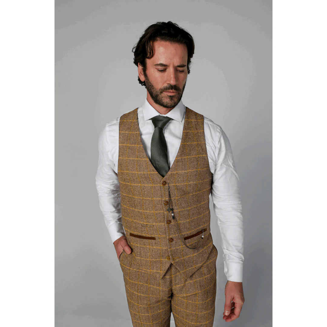 Harris - Miesten ruskea tweed-liivi