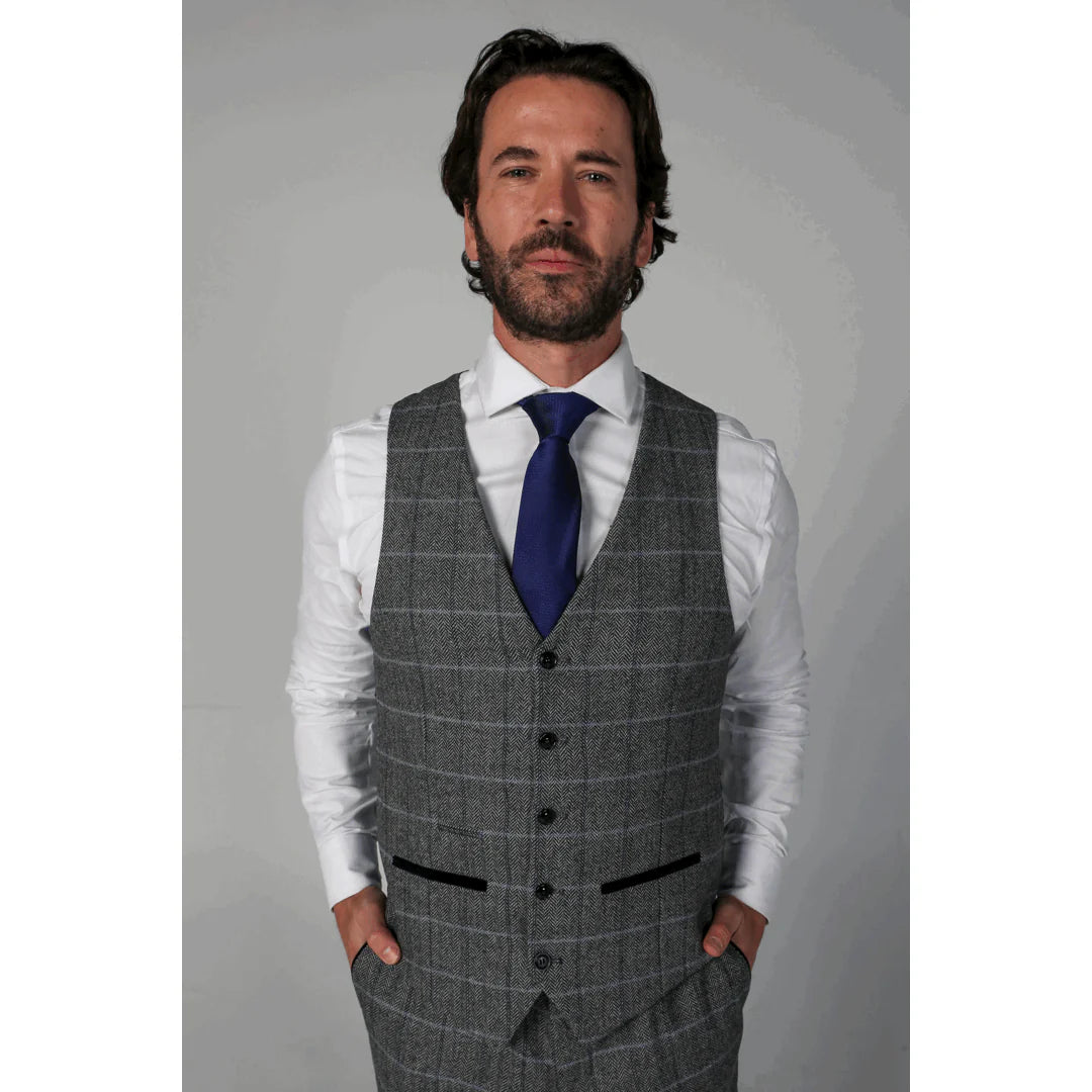 Harris - Miesten harmaa tweed-liivi