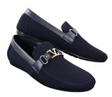 Fiorello HD0112-03 - Miesten ikoniset mustat laivastonsiniset italialaistyyliset slip-on-kengät, tyylikkäät rentoa loaferit, mokkasiinit ja ajokengät