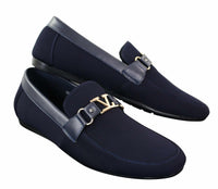 Fiorello HD0112-03 - Miesten ikoniset mustat laivastonsiniset italialaistyyliset slip-on-kengät, tyylikkäät rentoa loaferit, mokkasiinit ja ajokengät