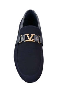 Fiorello HD0112-03 - Miesten ikoniset mustat laivastonsiniset italialaistyyliset slip-on-kengät, tyylikkäät rentoa loaferit, mokkasiinit ja ajokengät