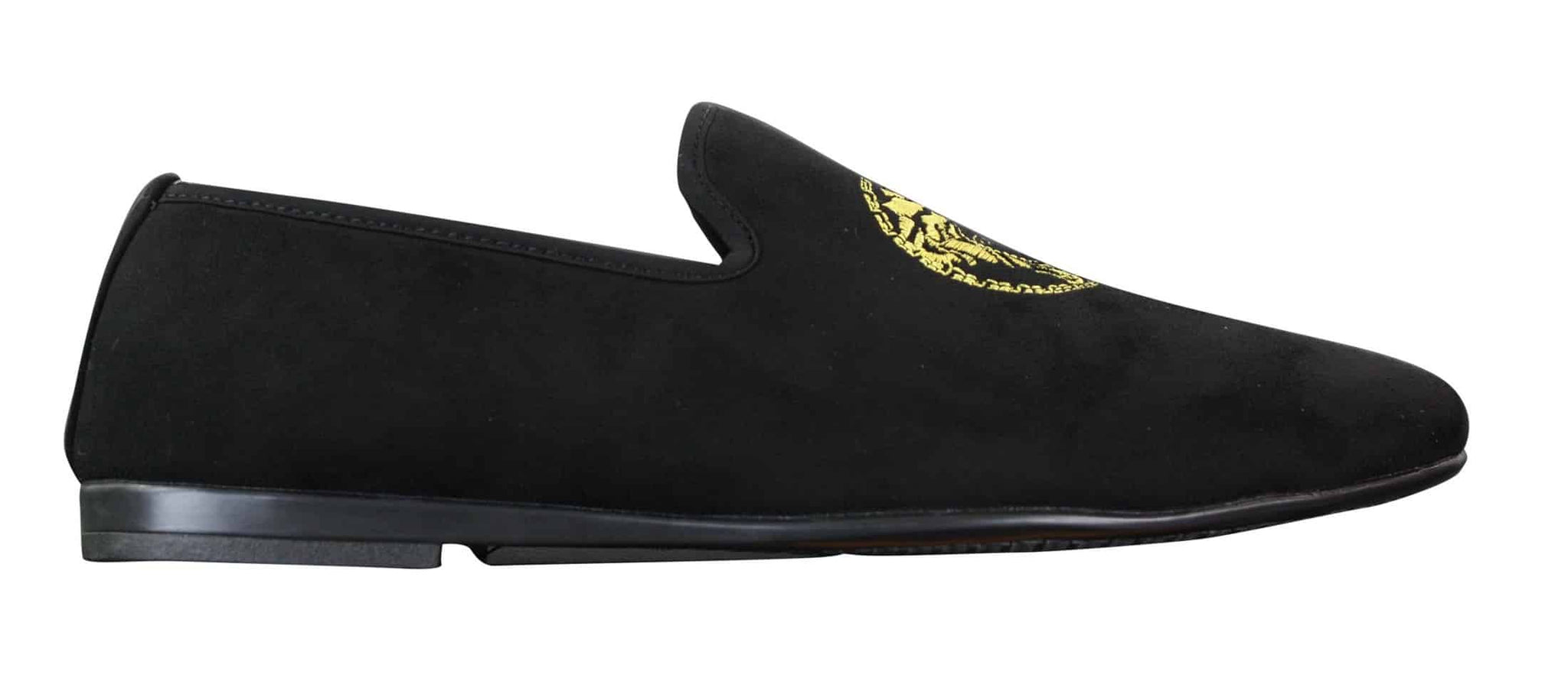 Fiorello HD0112-04 - Miesten mustat ikoniset Medusa-slip-on-loaferit, mokkasiinit, PU-mokkanahka, italialaiset ajokengät