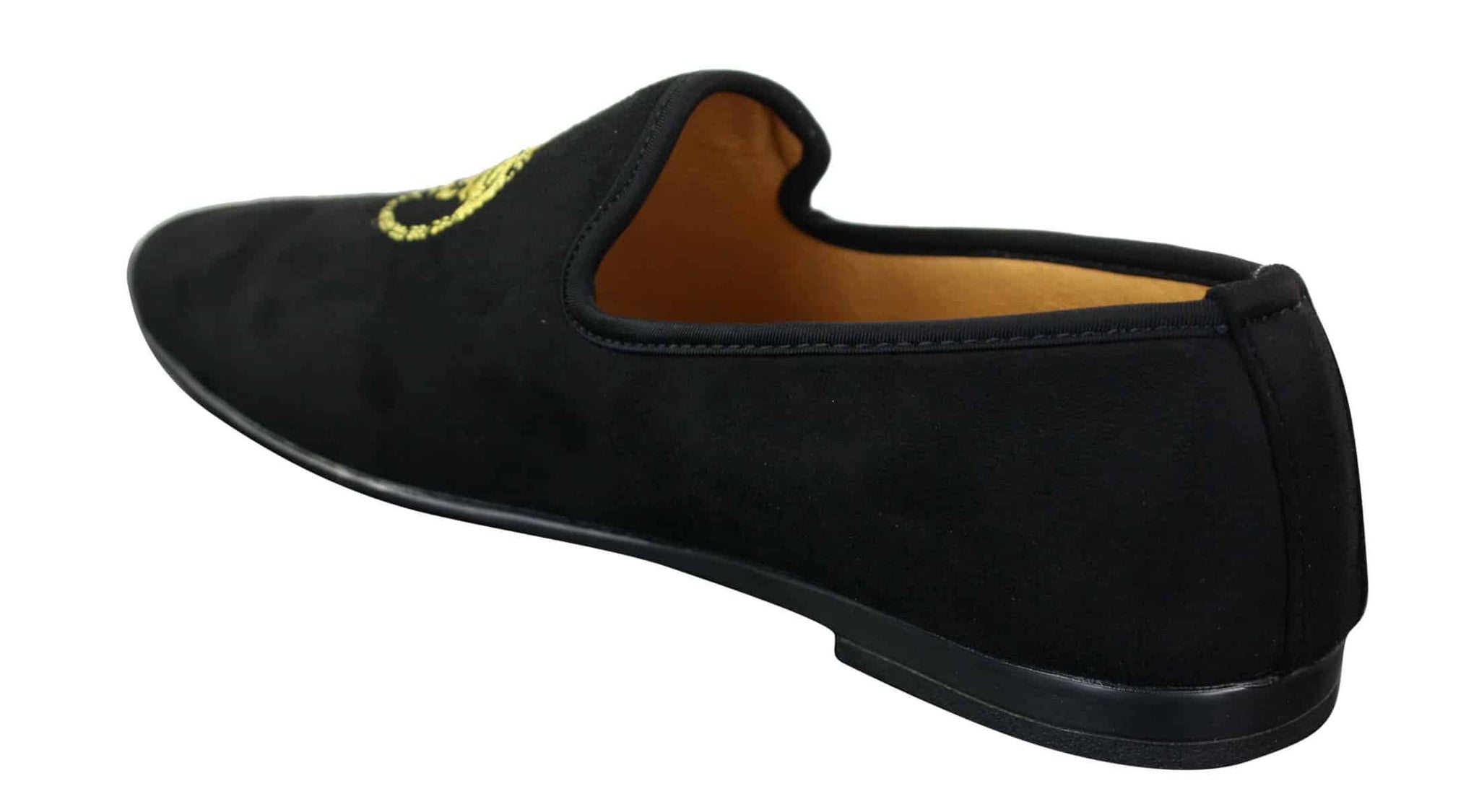 Fiorello HD0112-04 - Miesten mustat ikoniset Medusa-slip-on-loaferit, mokkasiinit, PU-mokkanahka, italialaiset ajokengät
