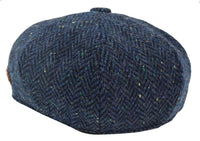 Miesten kalanruotokuvioinen sininen tweed-lippis, 8-paneelilla