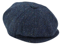 Miesten kalanruotokuvioinen sininen tweed-lippis, 8-paneelilla