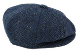 Miesten kalanruotokuvioinen sininen tweed-lippis, 8-paneelilla