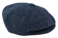Miesten kalanruotokuvioinen sininen tweed-lippis, 8-paneelilla