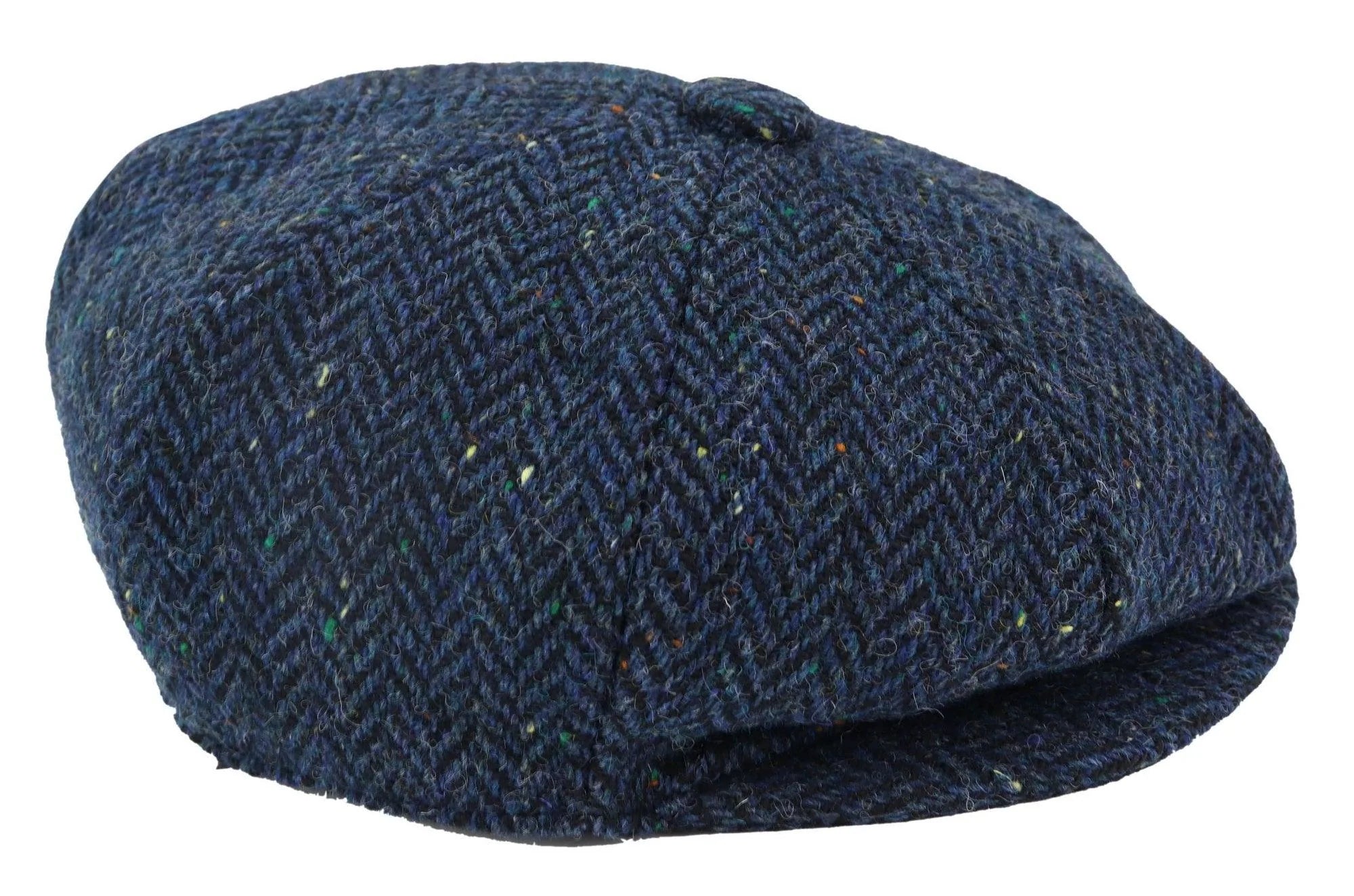 Miesten kalanruotokuvioinen sininen tweed-lippis, 8-paneelilla