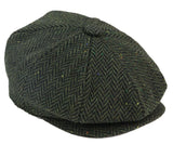 Miesten Herringbone Tweed 8-paneelinen lippis Oliivi
