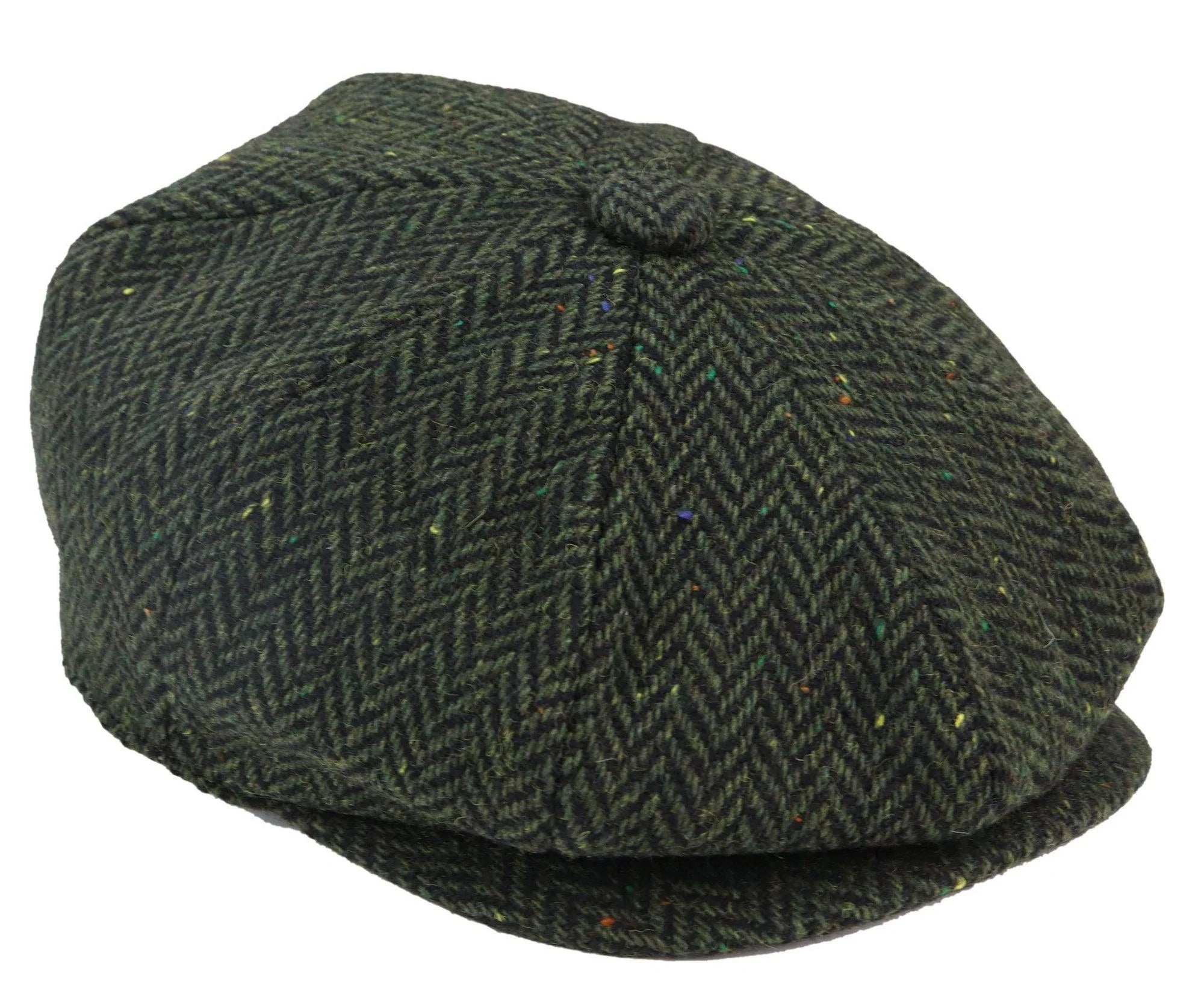 Miesten Herringbone Tweed 8-paneelinen lippis Oliivi