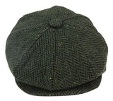 Miesten Herringbone Tweed 8-paneelinen lippis Oliivi