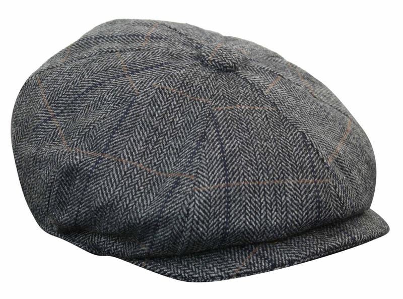 Miesten tweed-ruutukuvioinen Peaky Blinders -lippis