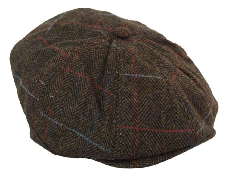 Miesten tweed-kangaspipo 8-paneelisella newsboy-hatulla