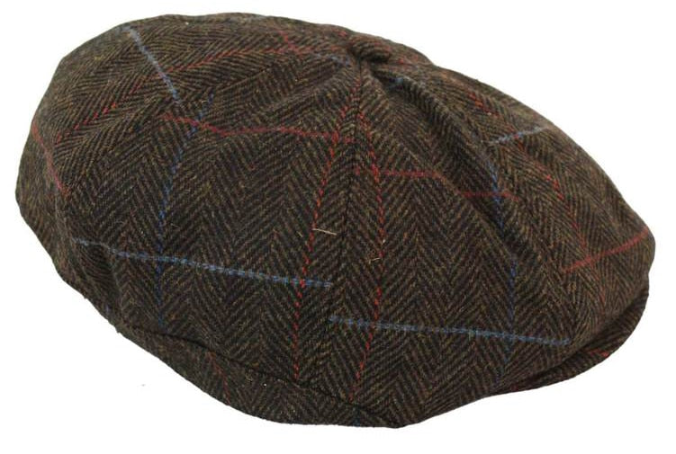 Miesten tweed-kangaspipo 8-paneelisella newsboy-hatulla
