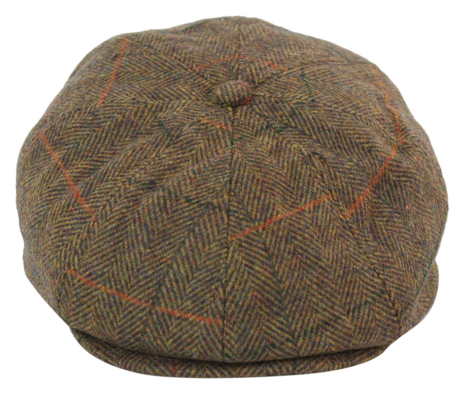 Miesten tweed-kangaspipo 8-paneelisella newsboy-hatulla