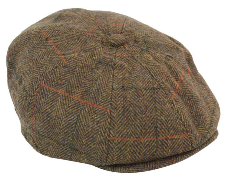 Miesten tweed-kangaspipo 8-paneelisella newsboy-hatulla