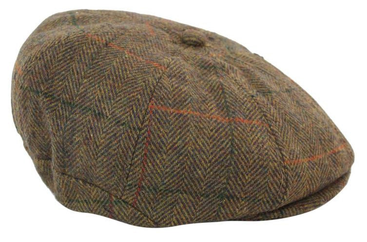 Miesten tweed-kangaspipo 8-paneelisella newsboy-hatulla