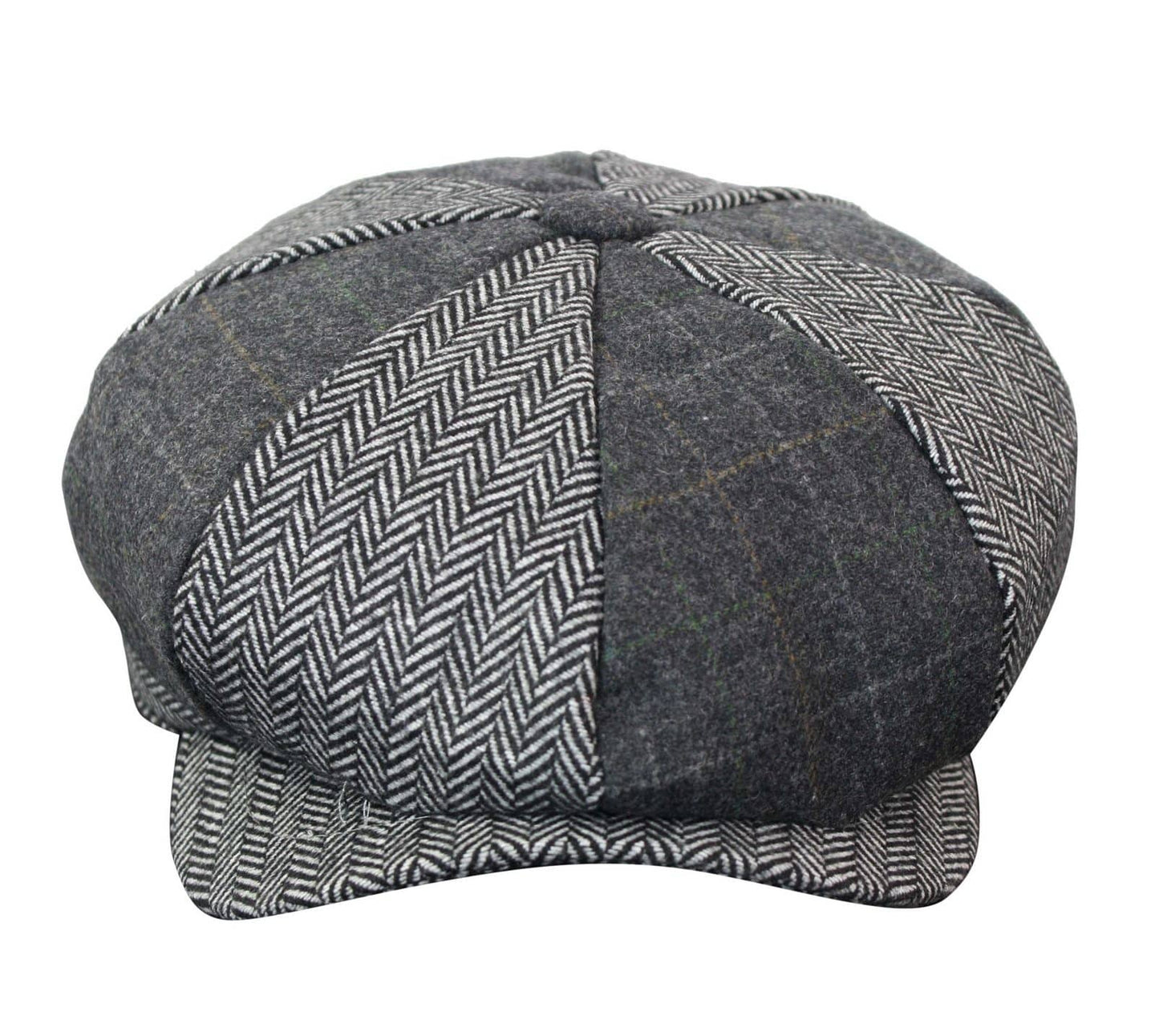 HT6325 - Miesten ruutukuvioinen kalanruotokuvioinen tweedsekoitteinen newsboy-pipo 8-paneelilla
