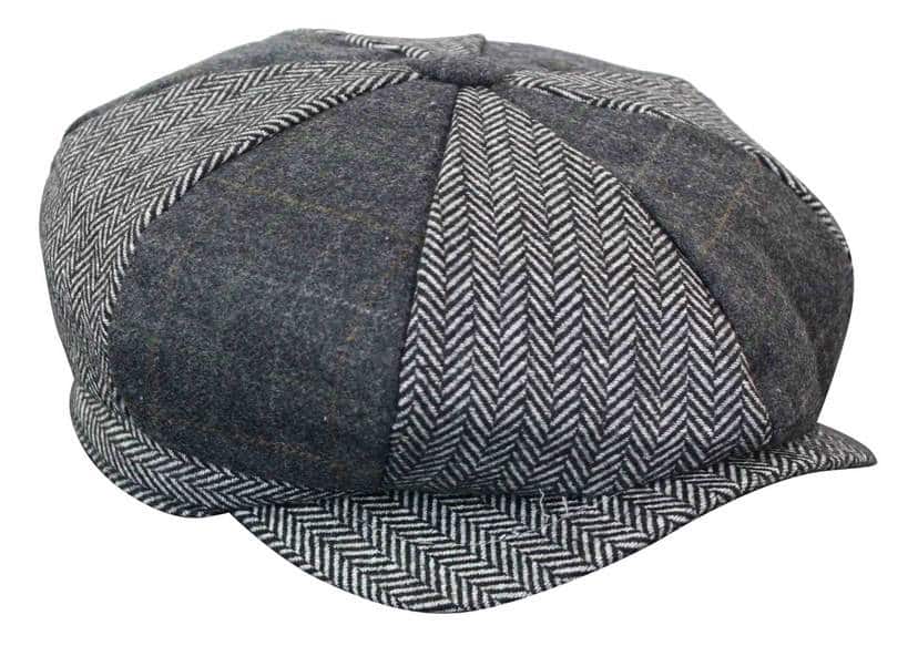 HT6325 - Miesten ruutukuvioinen kalanruotokuvioinen tweedsekoitteinen newsboy-pipo 8-paneelilla