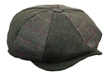 HT6325 - Miesten ruutukuvioinen kalanruotokuvioinen tweedsekoitteinen newsboy-pipo 8-paneelilla