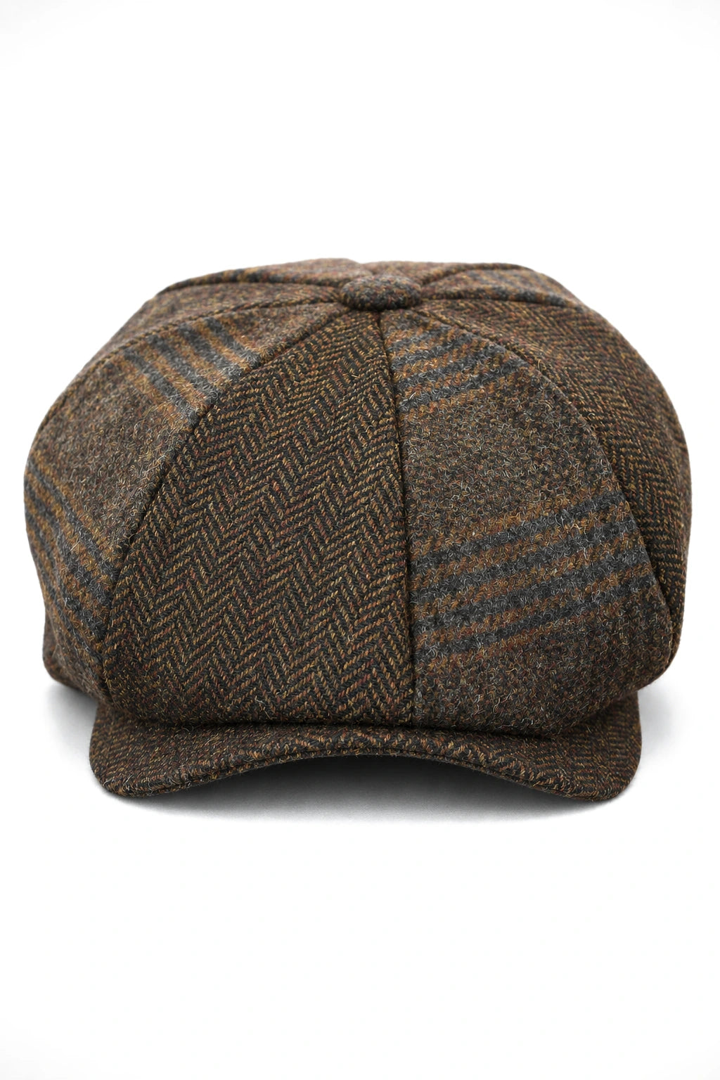 HT6325 - Miesten ruutukuvioinen kalanruotokuvioinen tweedsekoitteinen newsboy-pipo 8-paneelilla