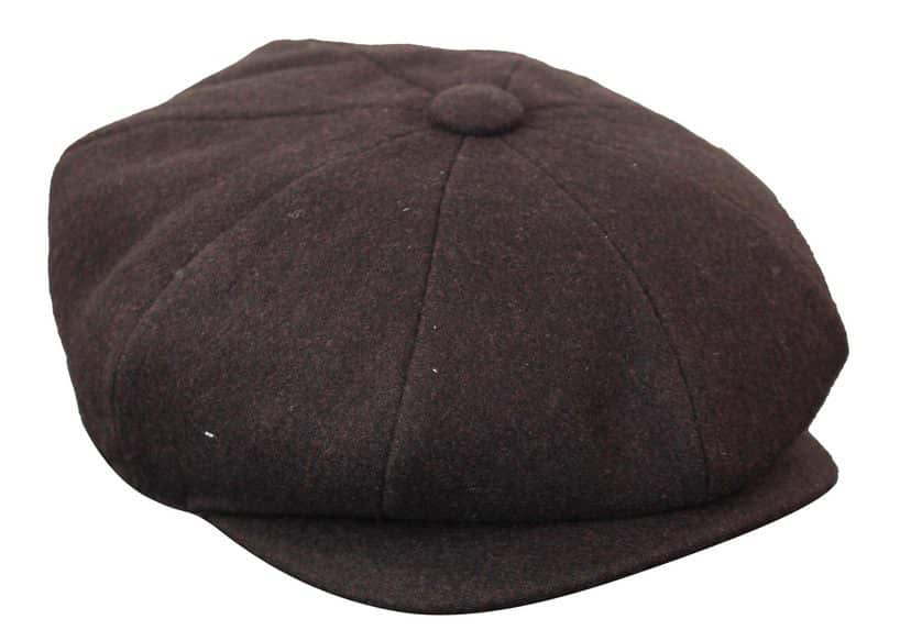 HT6363 - Miesten Vintage Tweed Newsboy Peaky Blinders -lippis - Ruskea/Viini