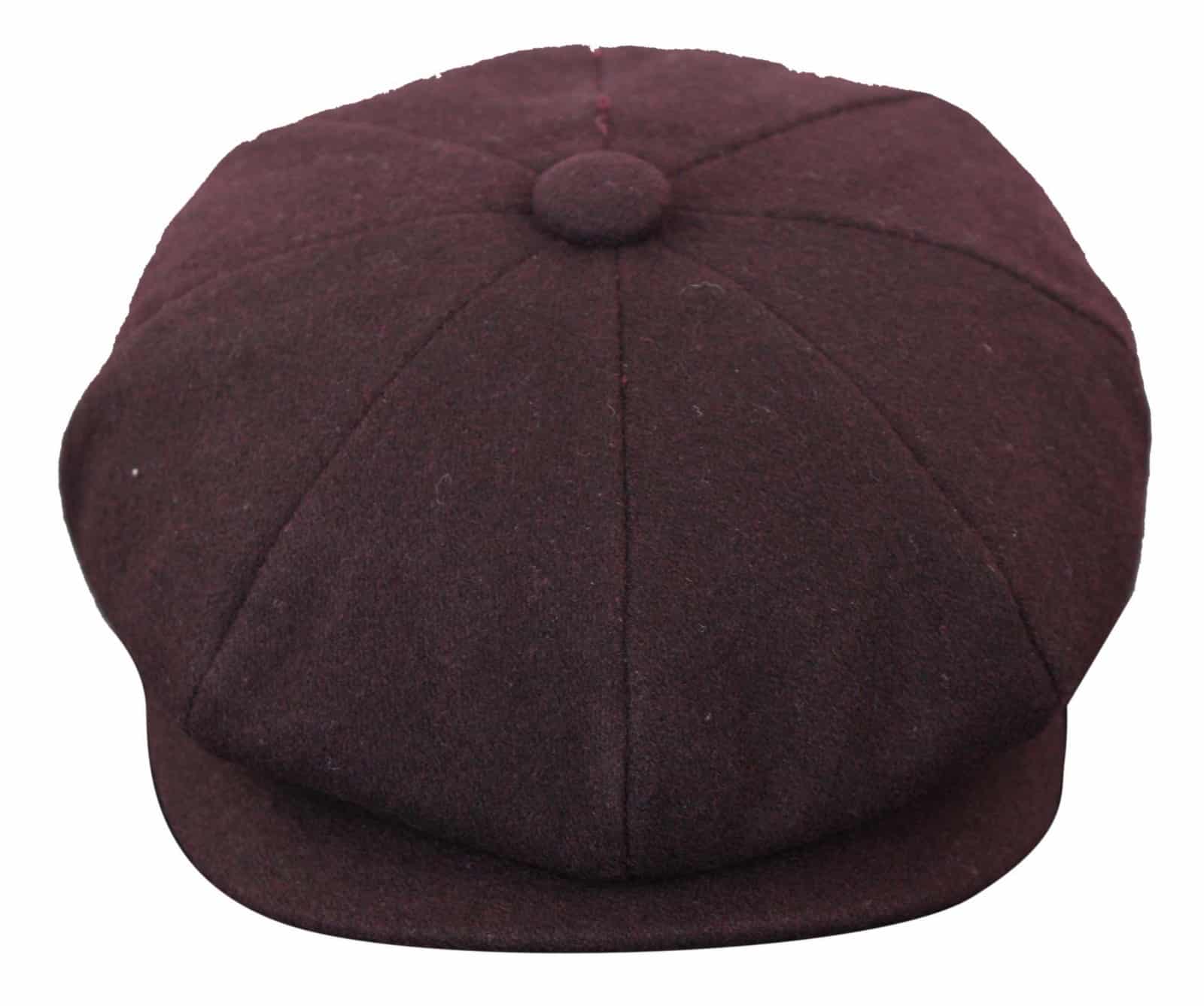 HT6363 - Miesten Vintage Tweed Newsboy Peaky Blinders -lippis - Ruskea/Viini