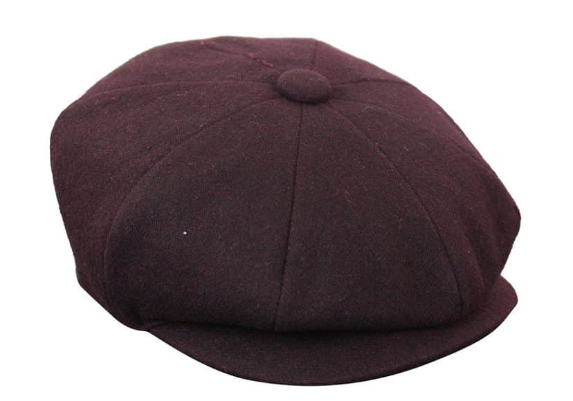 HT6363 - Miesten Vintage Tweed Newsboy Peaky Blinders -lippis - Ruskea/Viini