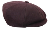 HT6363 - Miesten Vintage Tweed Newsboy Peaky Blinders -lippis - Ruskea/Viini