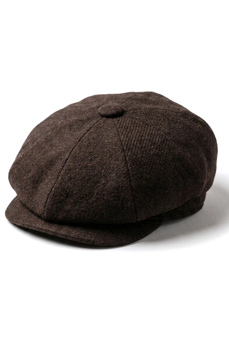HT6363 - Miesten Vintage Tweed Newsboy Peaky Blinders -lippis - Ruskea/Viini