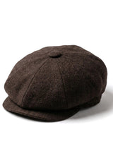 HT6363 - Miesten Vintage Tweed Newsboy Peaky Blinders -lippis - Ruskea/Viini
