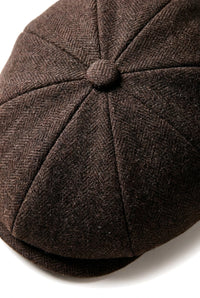 HT6363 - Miesten Vintage Tweed Newsboy Peaky Blinders -lippis - Ruskea/Viini
