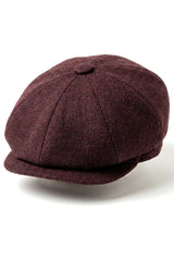 HT6363 - Miesten Vintage Tweed Newsboy Peaky Blinders -lippis - Ruskea/Viini