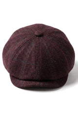 HT6363 - Miesten Vintage Tweed Newsboy Peaky Blinders -lippis - Ruskea/Viini