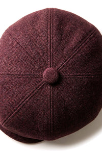 HT6363 - Miesten Vintage Tweed Newsboy Peaky Blinders -lippis - Ruskea/Viini