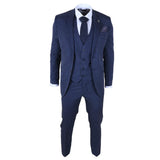 IM43 - Miesten tummansininen kolmiosainen Shelby-tyylinen pinstripe-puku