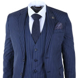 IM43 - Miesten tummansininen kolmiosainen Shelby-tyylinen pinstripe-puku