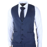 IM43 - Miesten tummansininen kolmiosainen Shelby-tyylinen pinstripe-puku