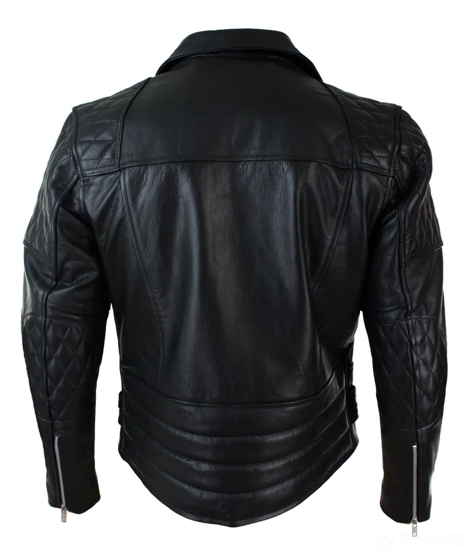 Aitoa nahkaa, ristivetoketjulla ja lehmännahalla topattu miesten biker-takki, valkoinen ja musta, Brando Vintage-musta