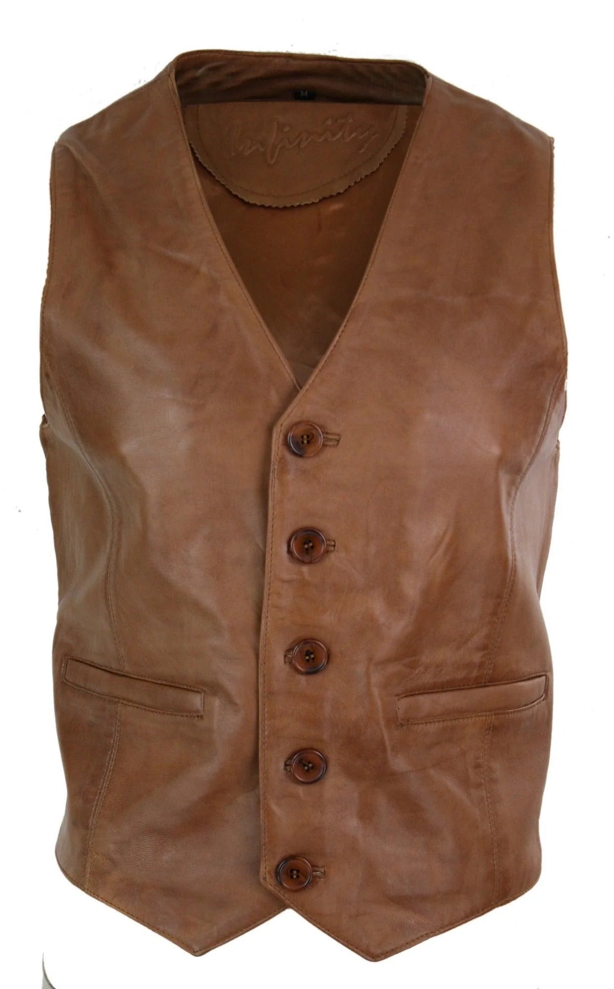 Infinity 153 Napa - Miesten nahkatakki, klassinen, vintage-retro, kamelikuvio