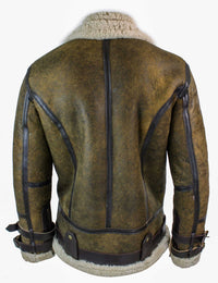 Infinity EK01 miesten Sherling-lammasnahkainen viikinki-vintage RAF-takki, ruskea, kermanvärinen turkis