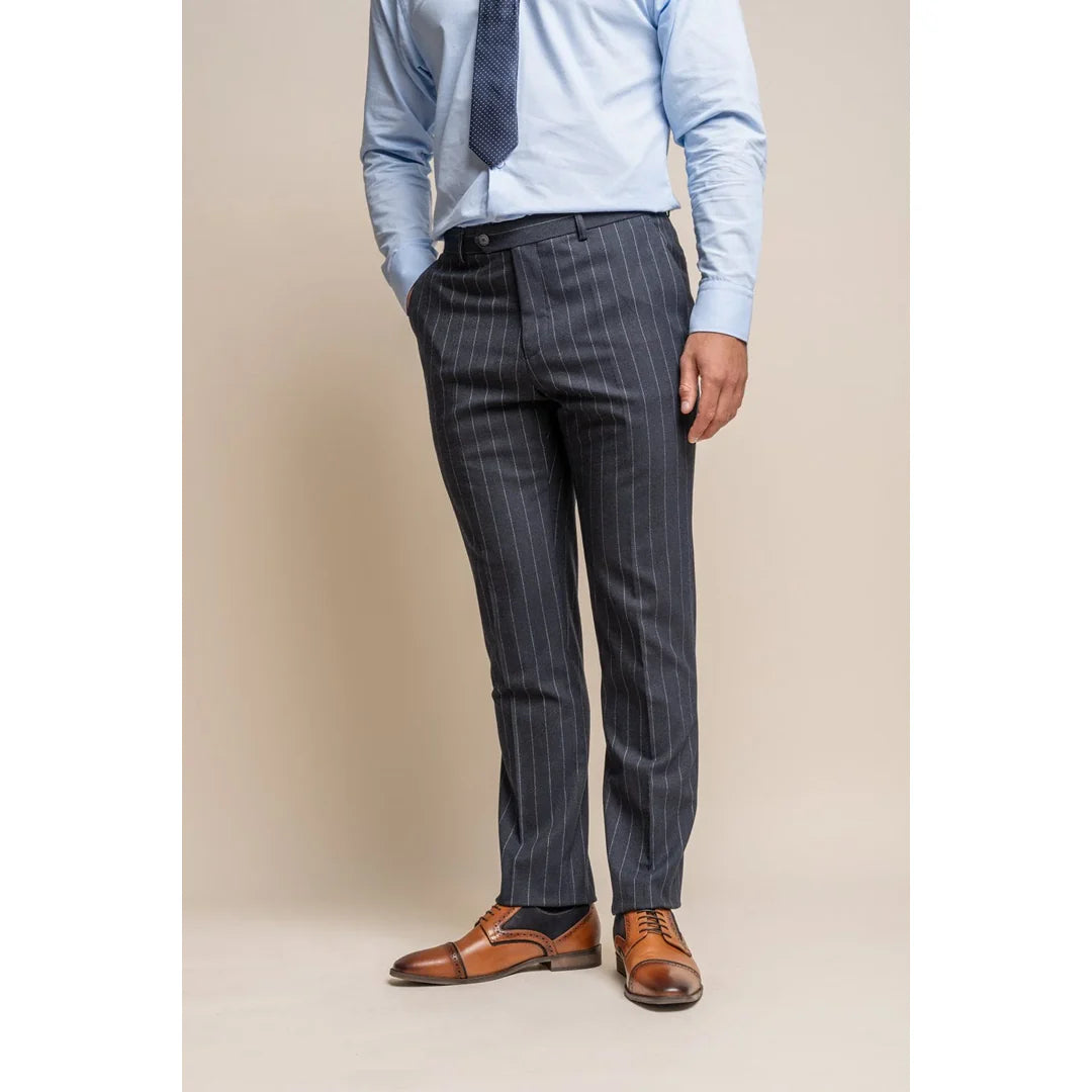 Invincible - Miesten tummansiniset pinstripe-housut