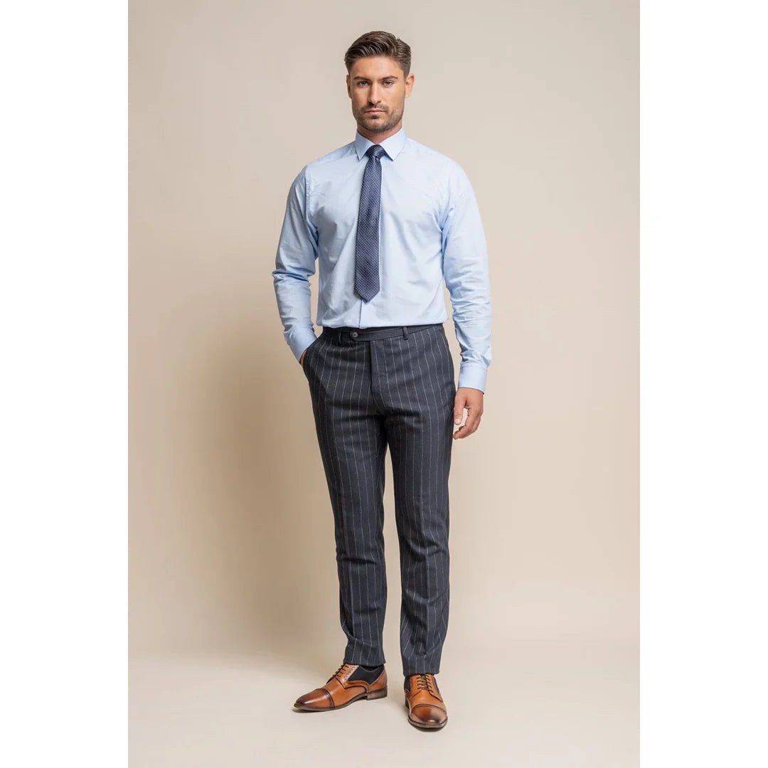 Invincible - Miesten tummansiniset pinstripe-housut