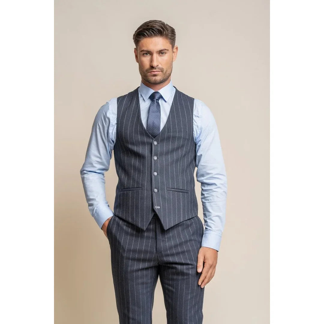 Voittamaton - Miesten tummansininen pinstripe-liivi